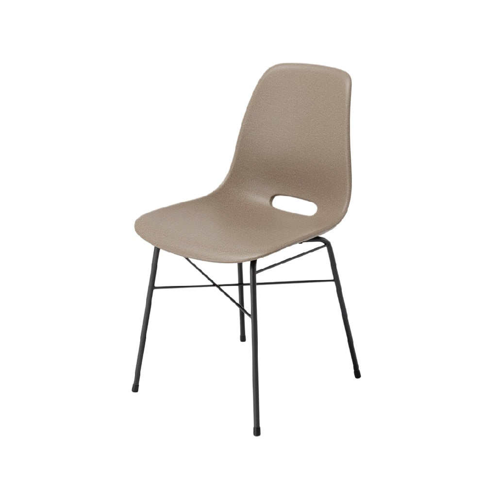 Modern Minimalist Chair with Plastic Seat and Metal Legs
